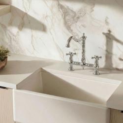 Aquanello Heritage Ascot Robinet de cuisine classique de style rétro, chromé, avec poignées en croix CR-0011-HM