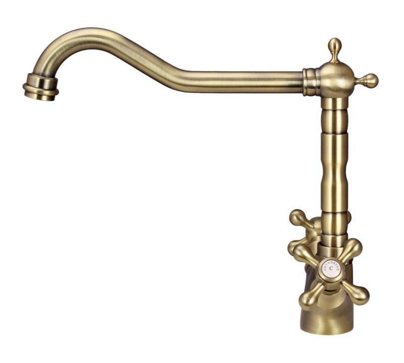 Aquanello Heritage Ascot Cuisine classique Robinet de cuisine nostalgique en bronze avec bec coudé BN-4002-HA