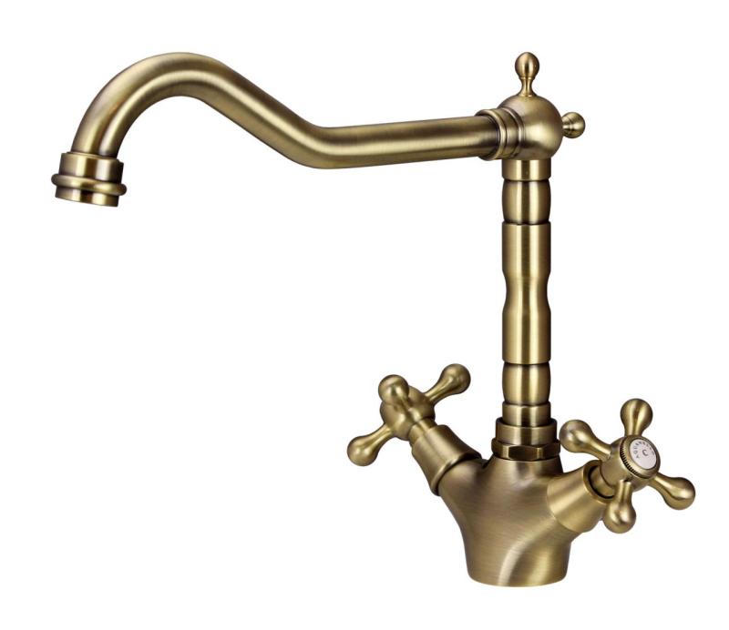 Aquanello Heritage Ascot Cuisine classique Robinet de cuisine nostalgique en bronze avec bec coudé BN-4002-HA