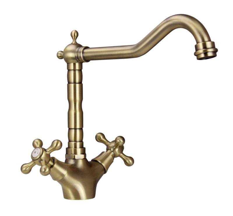 Aquanello Heritage Ascot Cuisine classique Robinet de cuisine nostalgique en bronze avec bec coudé BN-4002-HA