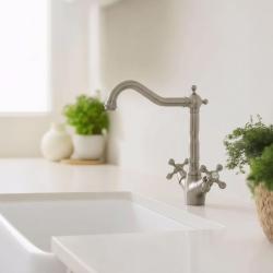 Aquanello Heritage Ascot Robinet de cuisine classique et nostalgique en acier inoxydable avec bec coudé NB-4002-HA