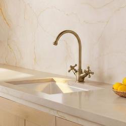 Aquanello Heritage Ascot Robinet de cuisine classique et nostalgique, couleur bronze, avec bec rond BN-4003-HA