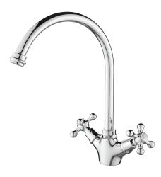 Aquanello Heritage Ascot Robinet de cuisine classique et nostalgique en chrome avec bec rond CR-4003-HA