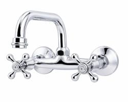 Aquanello Heritage Ascot Robinet mural de cuisine classique à bec verseur supérieur, chrome CR-4110-HA