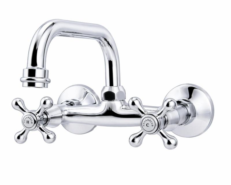 Aquanello Heritage Ascot Robinet mural de cuisine classique à bec verseur supérieur, chrome CR-4110-HA