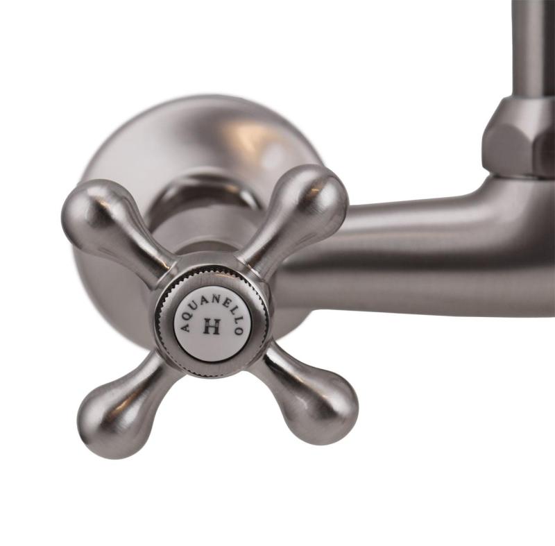 Aquanello Heritage Ascot Robinet mural classique pour cuisine, bec verseur supérieur, acier inoxydable NB-4110-HA