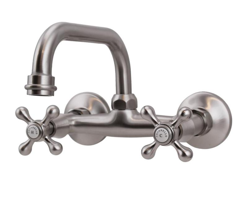 Aquanello Heritage Ascot Robinet mural classique pour cuisine, bec verseur supérieur, acier inoxydable NB-4110-HA