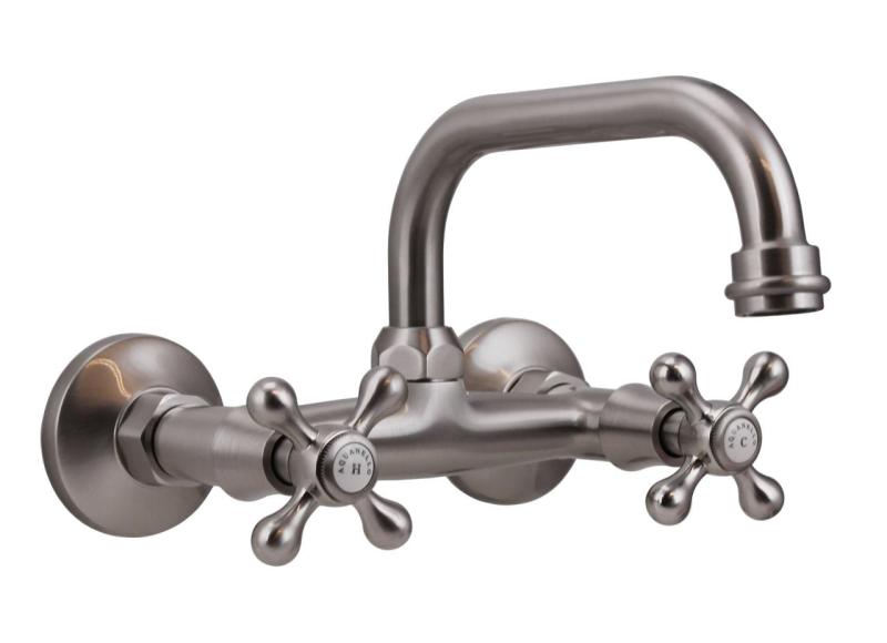 Aquanello Heritage Ascot Robinet mural classique pour cuisine, bec verseur supérieur, acier inoxydable NB-4110-HA