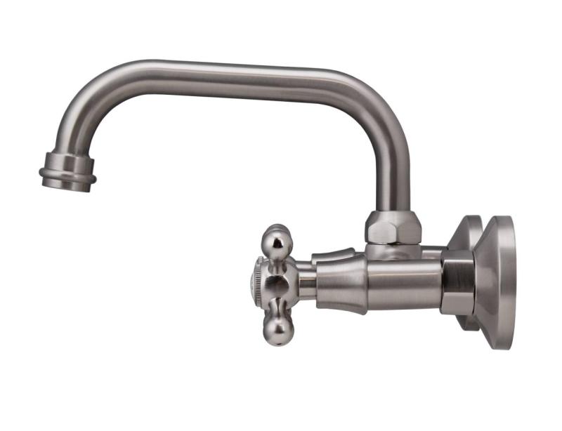 Aquanello Heritage Ascot Robinet mural classique pour cuisine, bec verseur supérieur, acier inoxydable NB-4110-HA