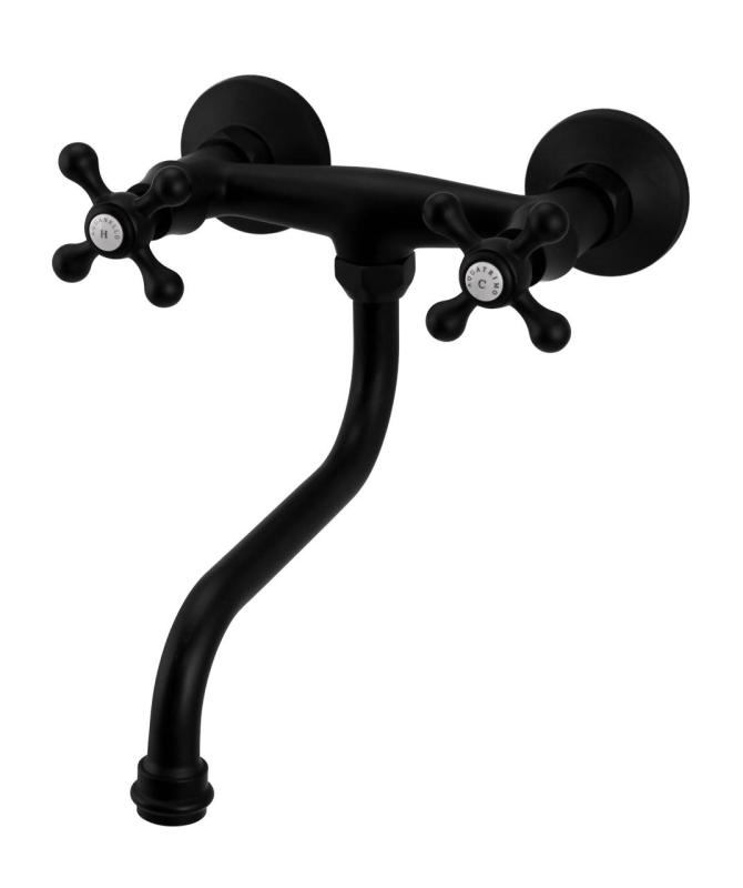 Aquanello Heritage Ascot Robinet mural classique pour cuisine Noir BL-4111-HA