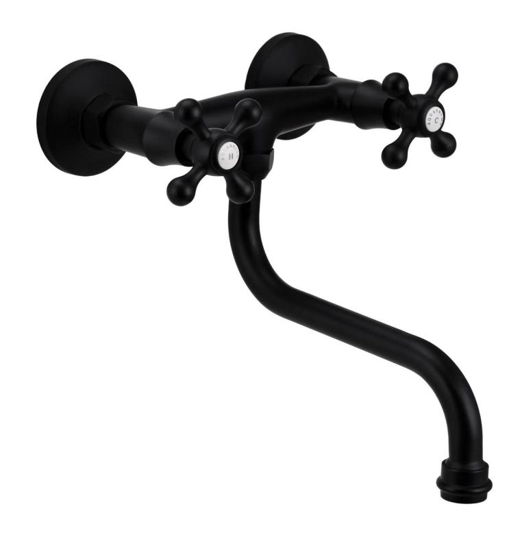 Aquanello Heritage Ascot Robinet mural classique pour cuisine Noir BL-4111-HA