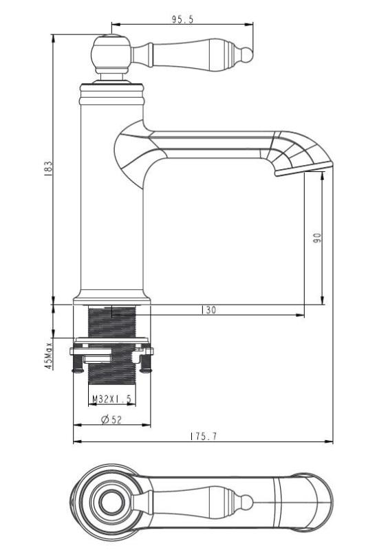 Aquanello Heritage Manor Mitigeur lavabo classique nostalgique bronze BN-1001-HM
