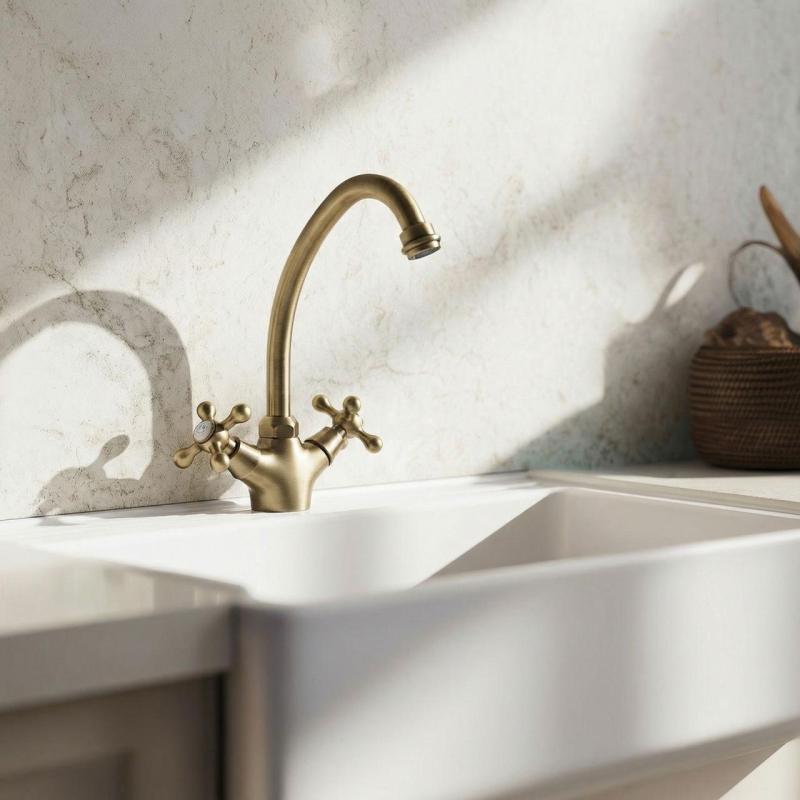 Aquanello Heritage Ascot Robinet de cuisine classique et nostalgique en bronze BN-4004-HA