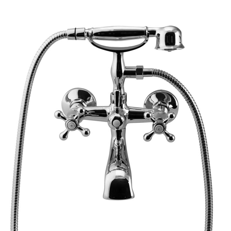 Aquanello Heritage Ascot Mitigeur de baignoire classique avec boutons étoile chromés, douchette à main incluse CR-3002-HA