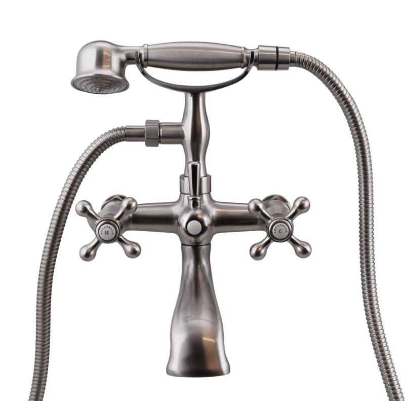 Aquanello Heritage Ascot Mitigeur de baignoire classique avec boutons étoile en acier inoxydable, douchette à main incluse NB-3002-HA