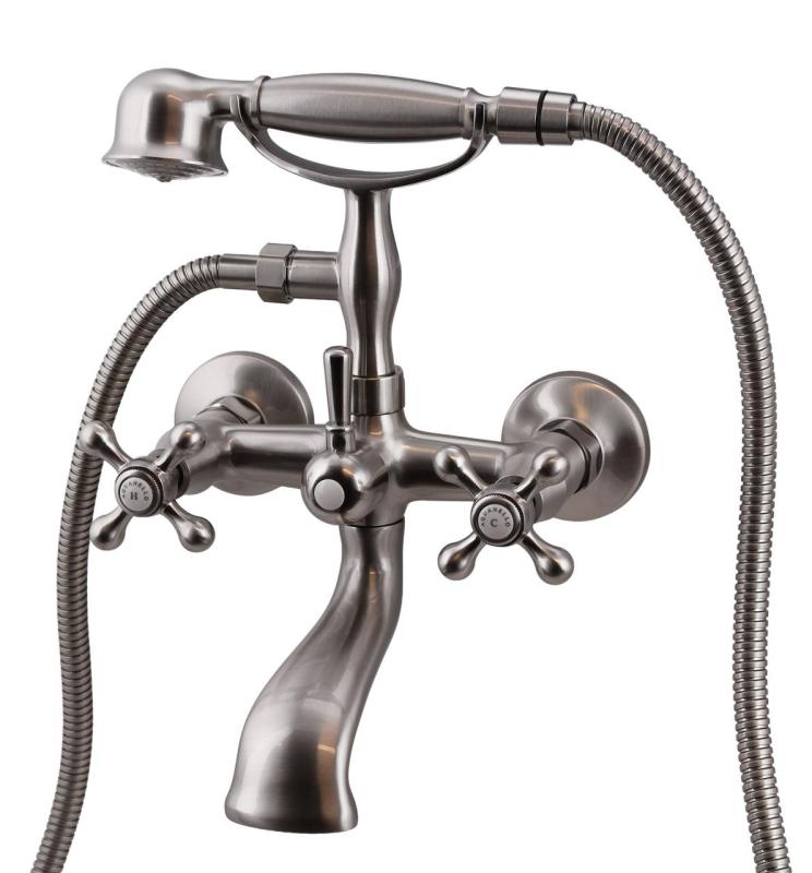 Aquanello Heritage Ascot Mitigeur de baignoire classique avec boutons étoile en acier inoxydable, douchette à main incluse NB-3002-HA