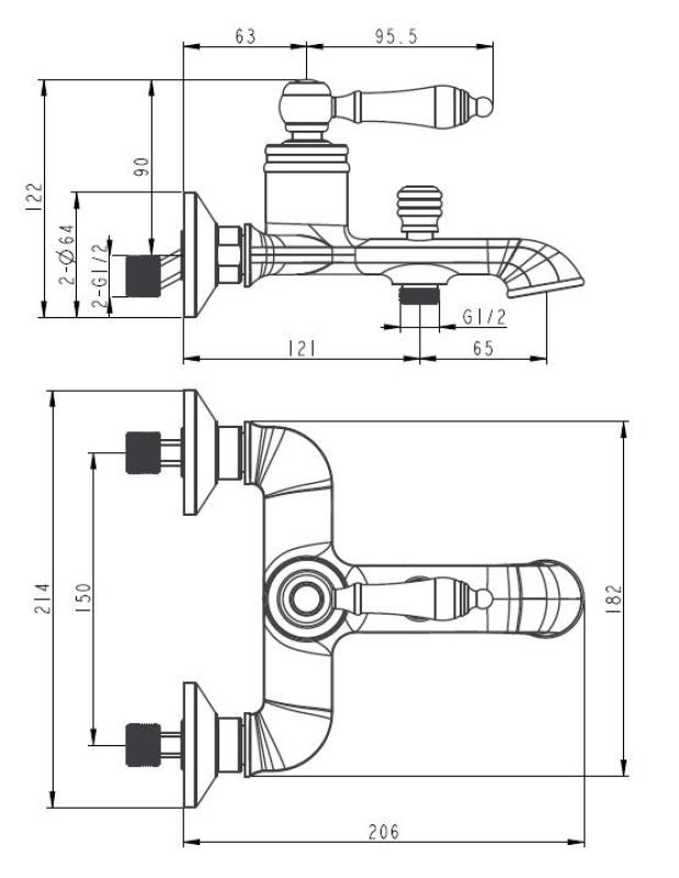 Aquanello Heritage Manor Mitigeur de baignoire classique en acier inoxydable NB-3001-HM