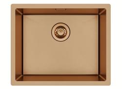 Ausmann Mosel Ensemble combiné Évier PVD Cuivre 50 x 40 cm avec robinet de cuisine, distributeur de savon et tapis enroulable 1208972563