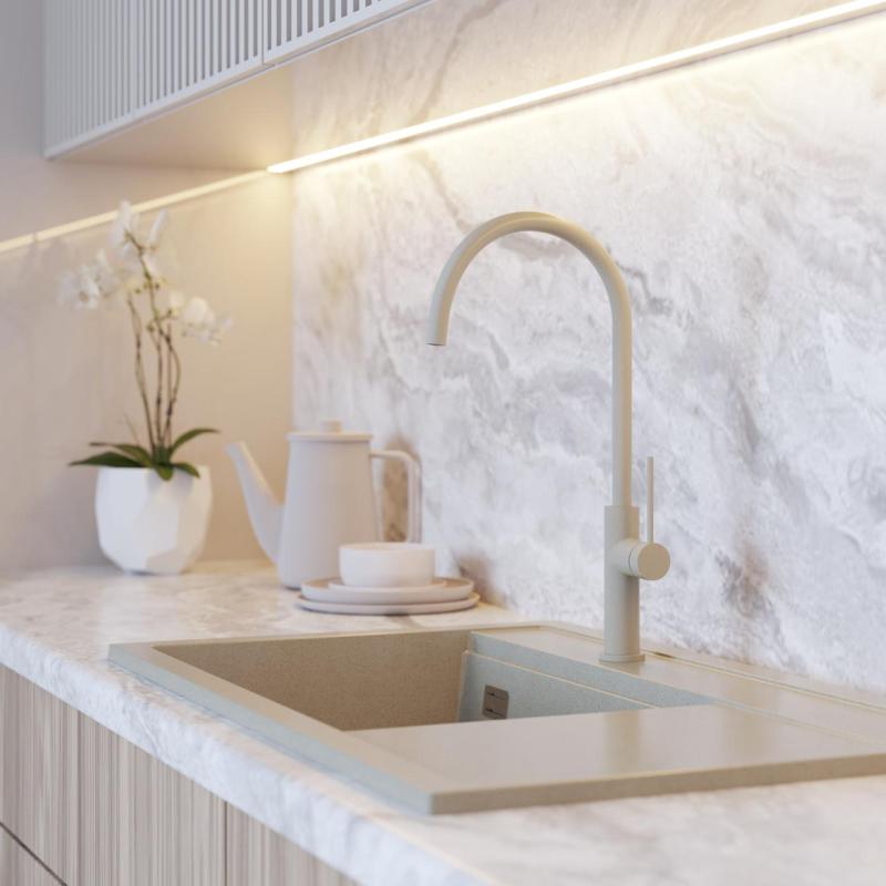 Graniteland Vira Slim Mitigeur de cuisine beige avec bec pivotant 1208972622
