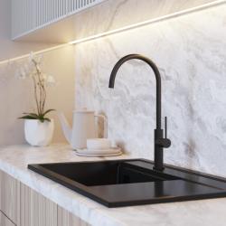 Graniteland Vira Slim Mitigeur de cuisine noir avec bec pivotant 1208972626