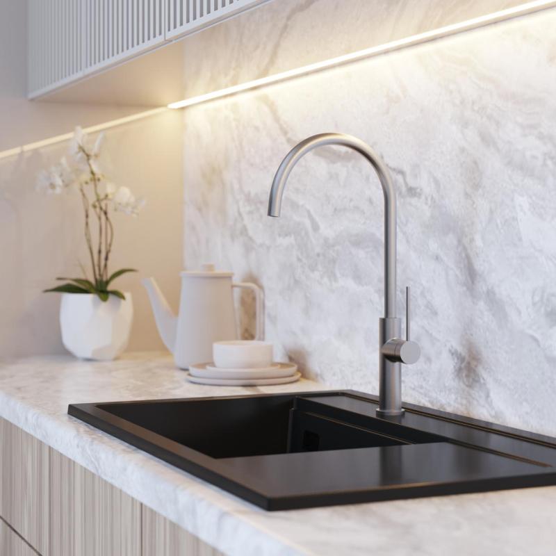 Graniteland Vira Slim Mitigeur de cuisine en acier inoxydable avec bec pivotant 1208972628