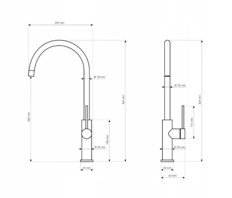 Graniteland Vira Slim Mitigeur de cuisine en acier inoxydable avec bec pivotant 1208972628