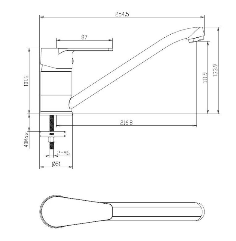 Aquanello Casa Robinet de cuisine à levier unique, chromé CR-1203-CS