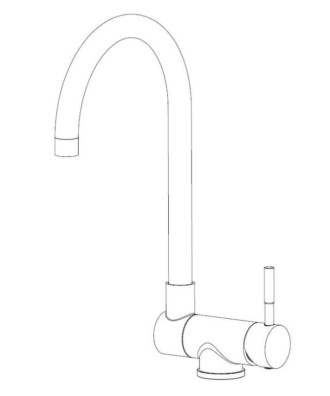 Aquanello Forma Robinet de cuisine à bec rabattable en acier inoxydable massif, noir BL-1012-FM