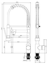 Aquanello Gastro Robinet de cuisine avec fonction de pulvérisation professionnelle, noir BL-4402-GT
