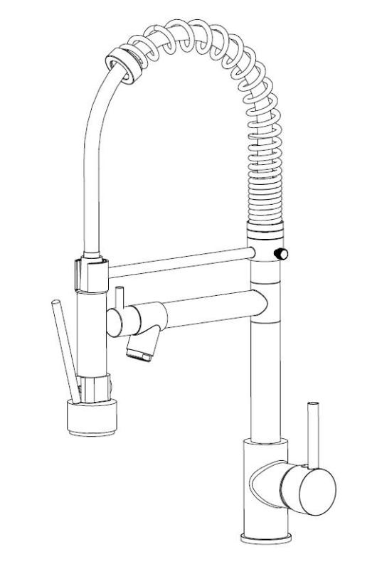 Aquanello Gastro Robinet de cuisine avec fonction de pulvérisation professionnelle, noir BL-4402-GT