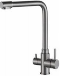 Aquanello Limpia Robinet de cuisine 3 voies en acier inoxydable massif avec eau filtrée SS-1600-LP