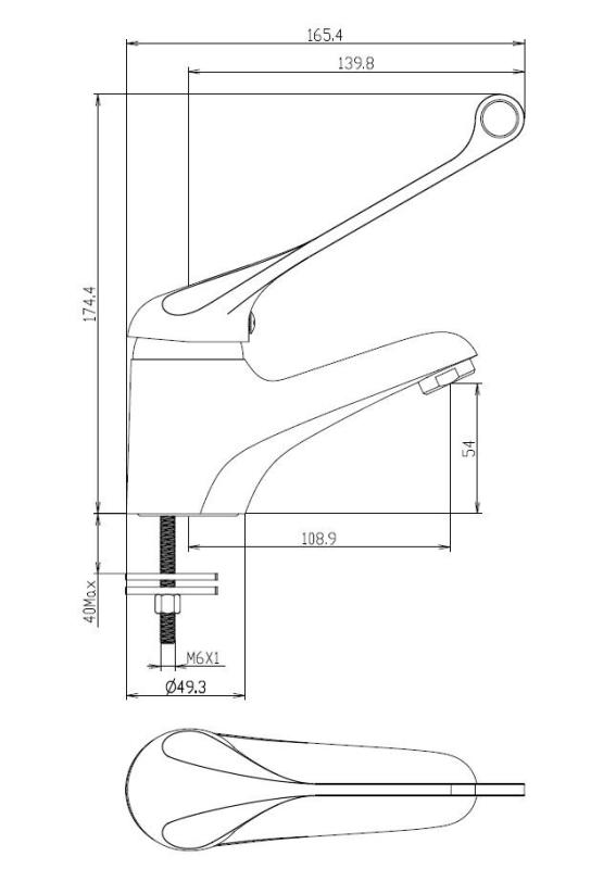 Aquanello Medic Mitigeur de lavabo à levier extra-long, chromé CR-1103-MD