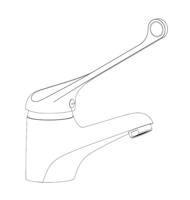 Aquanello Medic Mitigeur de lavabo à levier extra-long, chromé CR-1103-MD