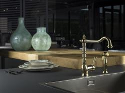 PB Douchette de cuisine rétractable au style nostalgique, classique, en laiton naturel