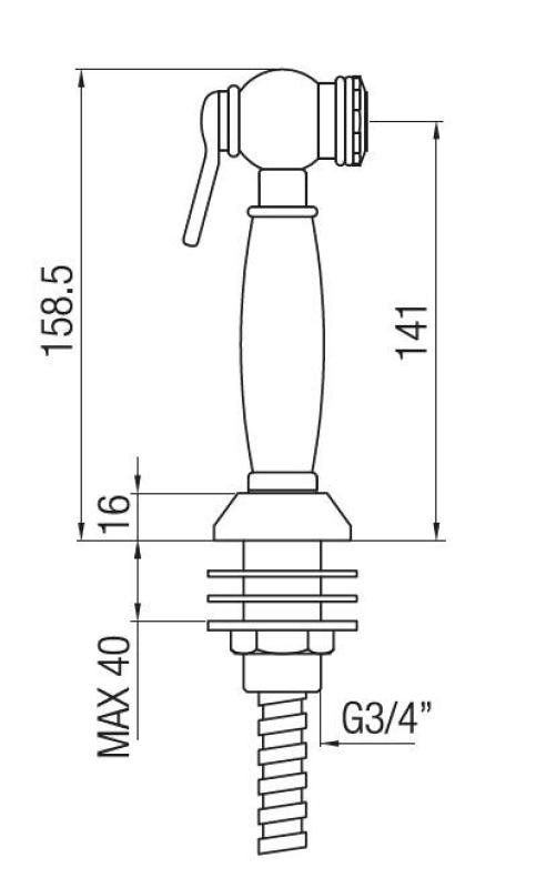 PB Douchette de cuisine rétractable au style classique et nostalgique, en acier inoxydable