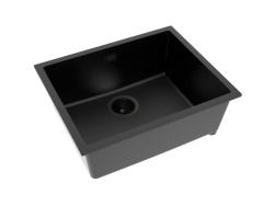 Pure.Sink Eternal Évier Quartz noir 50 x 40 cm, à encastrer ou à poser, avec bouchon noir