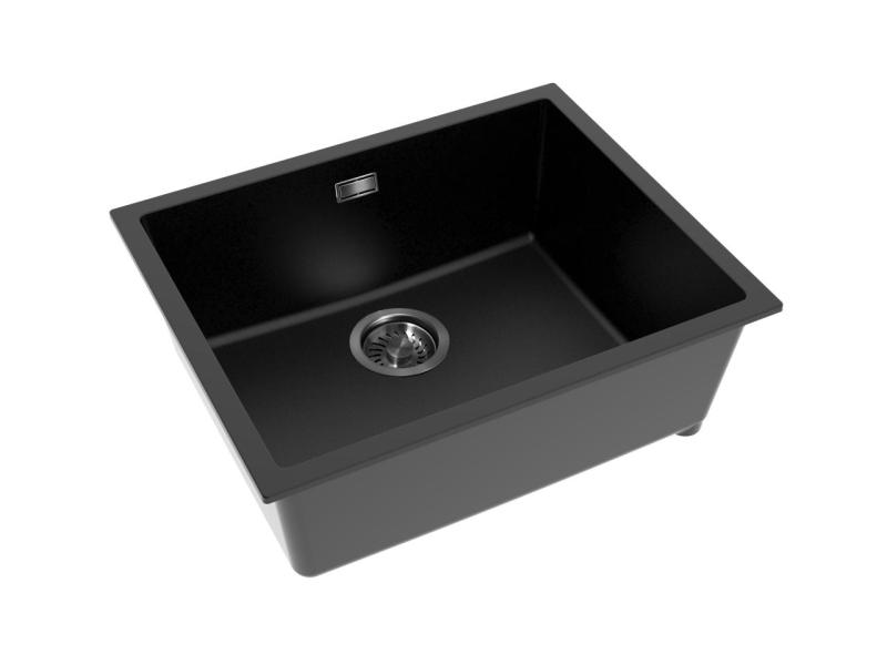 Pure.Sink Eternal Évier Quartz noir 50 x 40 cm, à encastrer ou à poser, avec bonde automatique couleur bronze