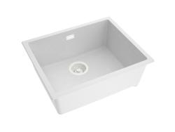 Pure.Sink Eternal Évier en quartz blanc 50 x 40 cm, à encastrer ou à poser, avec bouchon blanc automatique
