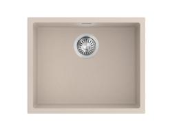 Pure.Sink Eternal Évier Quartz Beige 50 x 40 cm, à encastrer ou à poser, avec bouchon automatique en acier inoxydable