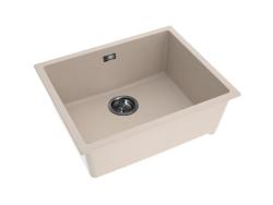 Pure.Sink Eternal Évier Quartz Beige 50 x 40 cm, à encastrer à fleur de plan de travail ou sous plan, avec bouchon couleur bronze
