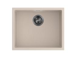 Pure.Sink Eternal Évier Quartz Beige 50 x 40 cm, à encastrer à fleur ou en sous-plan, avec bouchon automatique couleur bronze