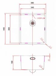 Pure.Sink Comfort Évier en acier inoxydable 34 x 40 cm, à encastrer sous plan, à encastrer à fleur de plan ou à poser PCM3440-02