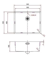Pure.Sink Comfort Évier doré PVD 50 x 40 cm, rayon de 10 mm, pour encastrement sous plan, à fleur de plan et en applique PCM5040-60