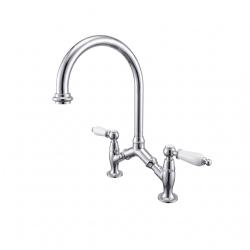 PB classic Robinet de cuisine classique au style rétro, chromé, avec entraxe variable, 2 trous, 18-25 cm, 1208972853