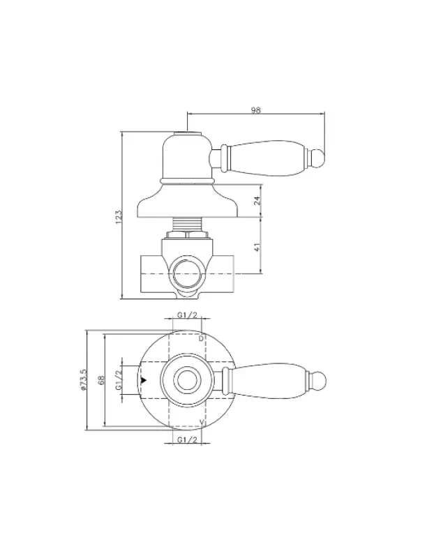 Huber Croisette Umlenkventil Chrom 1/2 653.CS01H.CR